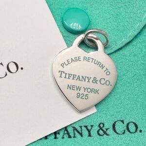 🩵Tiffany & Co. Blue Enamel Lettering Please Return To Tiffany Heart Pendant